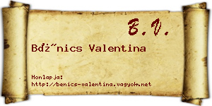 Bénics Valentina névjegykártya